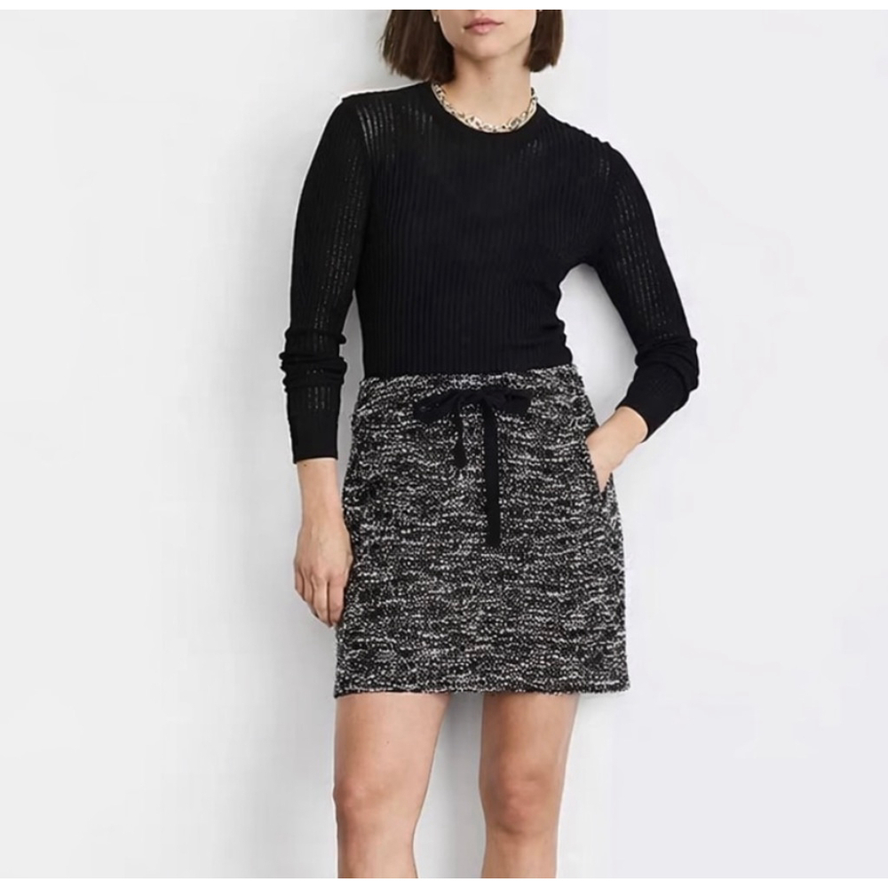 Women's LOFT Black & White Tweed Mini Skirt XS
